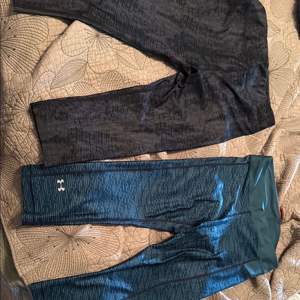 Under Armour Black and Teal Leggings Duo